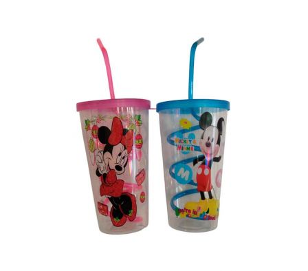 VASO C/PAJITA MICKEY 10*16CM PLAST REF 35194-100