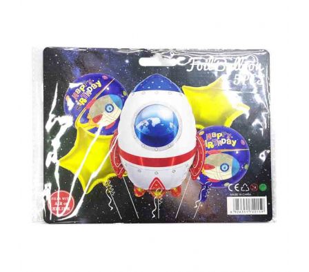 SET GLOBO COHETE C/ESTRELLA 5PCS REF 1712-4