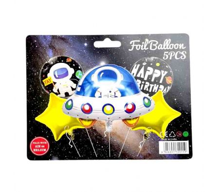 GLOBO OVNI C/ESTRELLA 5PCS D/ALUMINIO REF 1712-34