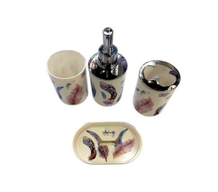 SET ACCESORIO D/BAÑO ESTAMP. PLAST. 4PCS REF 1F-00