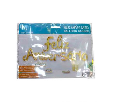 GLOBO DECORATIVO DI/FELIZ ANIVERSARIO 44X63CM REF 