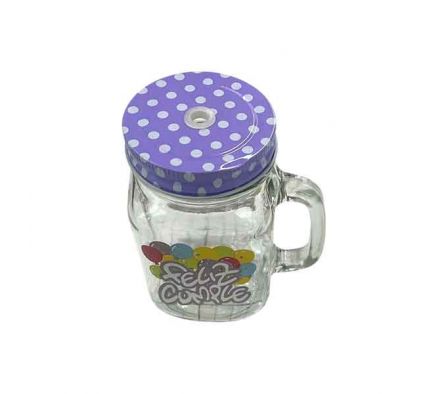 VASO MASON C/PAJITA FELIZ CUMPLEAÑOS 13X7CM VIDRIO
