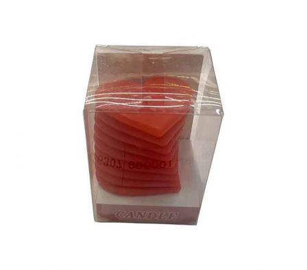 VELA AROAMTICA CORAZON RAYADO 6,58CM E/CAJA PVC RE