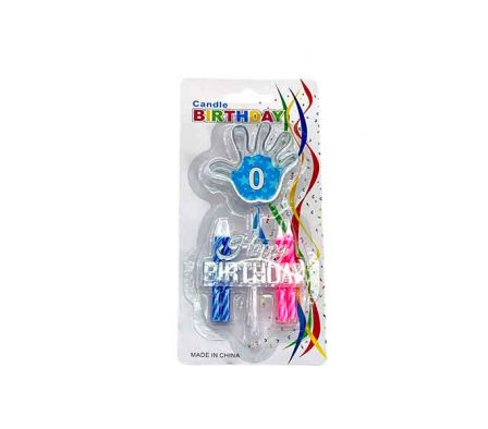 VELA D/CUMPLEAÑOS C/CARTEL D/MANITO 13X4,5CM REF 3