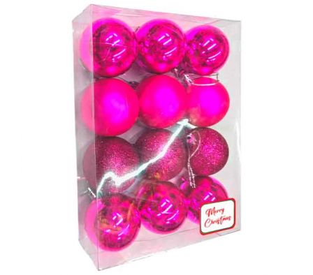 GLOBO NAV C/PURPURINA FUCSIA E/CAJA 6CM 12PCS REF 