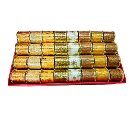 CINTA NAVIDEÑA DORADO 2,74M 6,3X2,7CM REF 9179-158