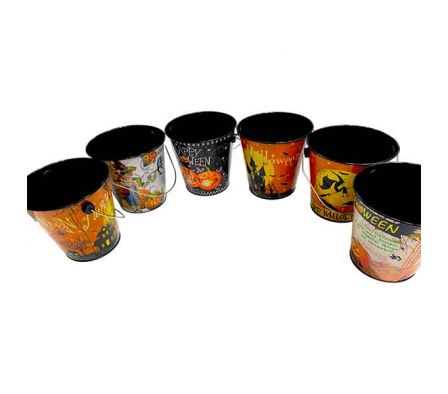 CUBETA C/MANIJA HALLOWEN 12,8X12,8CM LATA REF 9412