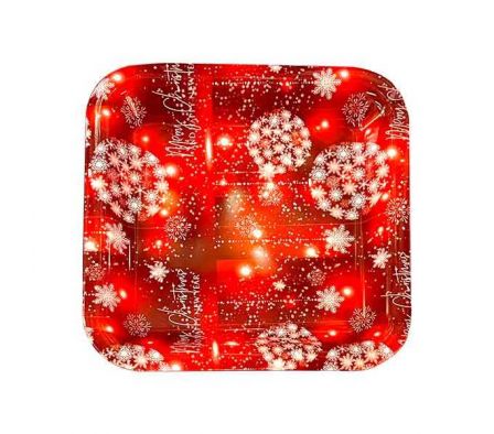 BANDEJA CUADR NAVIDEÑA 25CM MELAMINA REF 35294-52