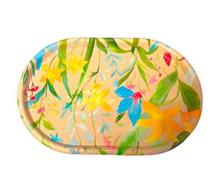 BANDEJA OVALADA ESTAMP HOJAS 43X33CM MELAMINA REF 