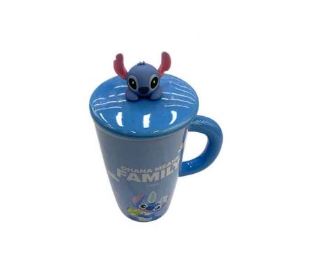 TAZA C/TAPA STITCH 14CM PORCELANA REF 69003-5