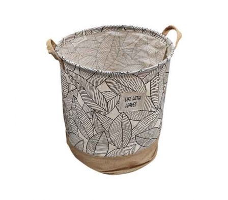 CESTO P/ROPA ESTAMP HOJAS 35X45CM POLIESTER REF 75