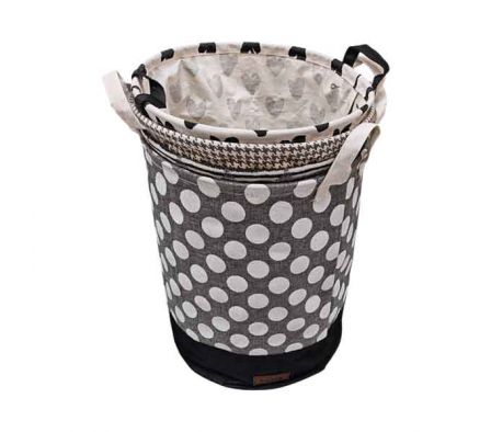 CESTO P/ROPA ESTAMP MOTAS 35X45CM POLIESTER REF 75