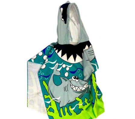 TOALLA C/CAPUCHA ESTAMP TIBURON 60X120CM REF 42324