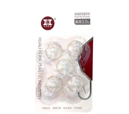 GANCHO ADHESIVO TRANSPARENTE 5PCS 4X4CM REF 50681-