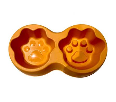 PLATO P/MASCOTA C/HUELLITA DUO 18X16CM PLAST REF 5