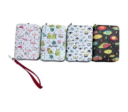 BILLETERA P/DAMA ESTAMP SURTIDO 12X9CM REF 11004-3