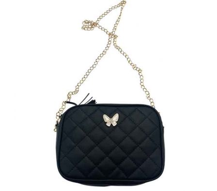 CARTERA C/CUERDA CADENA DORADA 14X18CM CUERINA REF