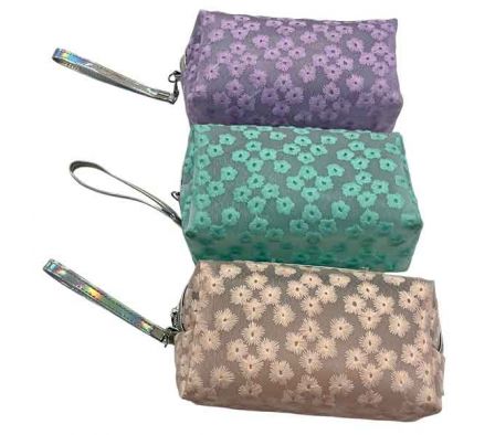 NECESER TRANSPARENTE C/FLORES 18X10X7CM PVC REF 10