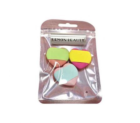 MINI ESPONJA P/MAQUILLAJE CORAZON 3PCS 18X13CM E/B