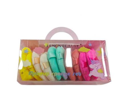 SET ESPONJA P/MAQUILLAJE CORAZON 6PCS 15X7,5CM E/C