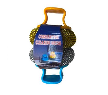 SET ESPONJA D/ACERO C/MANGO PLAST 2PCS 8CM REF 349