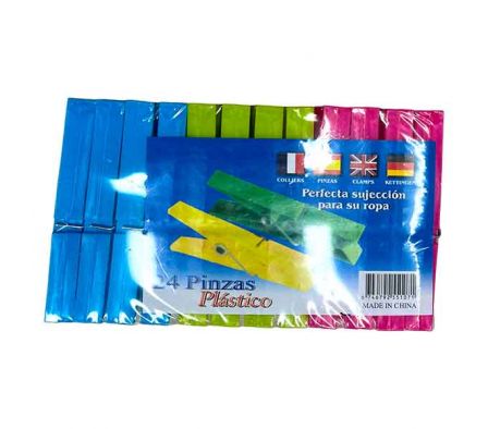 SET PINZA P/ROPA D/COLORES 24PCS 9CM PLAST REF 349