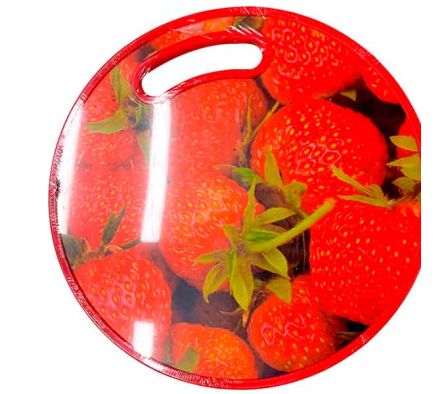 TABLA P/PICAR CIRCULAR ESTAMP FRUTILLA 30CM PLAST 