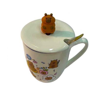 TAZA C/TAPA CERAMIC CAPIBARA 380ML CERAMIC REF 