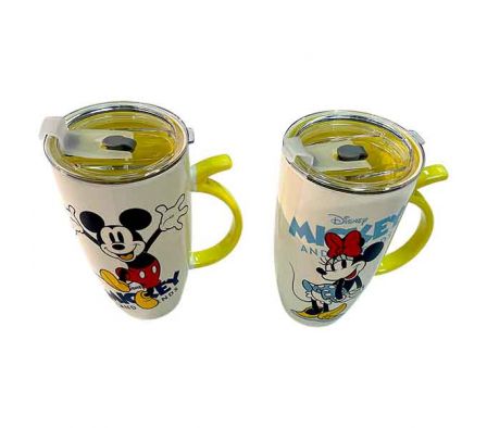 TAZA C/TAPA MICKEY/MINNIE 520ML CERAMIC REF 