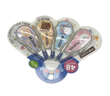 SET CINTA CORRECTOR 4PCS E/BLISTER D/ANIMALES REF 