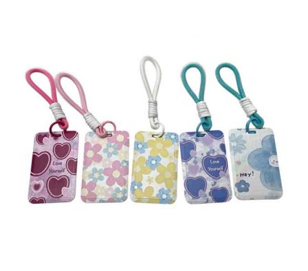 PORTA TARJETA ESTAMP CORAZON/FLOR C/COLGANTE REF 2