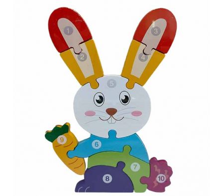 ROMPE CABEZA DIDACTICO CONEJO 10PCS MADERA REF C-2